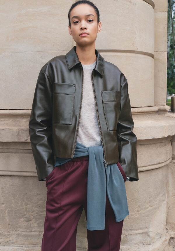 Zip Front Leather Jacket