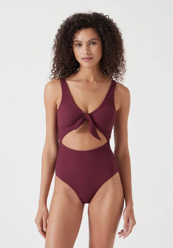 Tie Front Texture Swimsuit