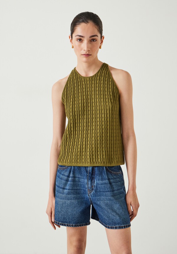 Cadi Wave Stitched Knitted Undershirt Top