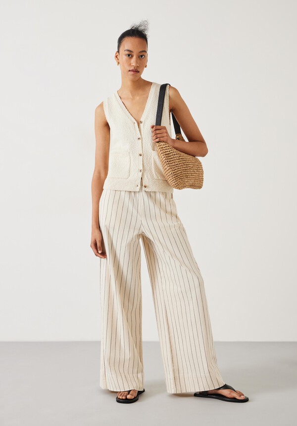Elissia Striped Cotton Wide Leg Pants